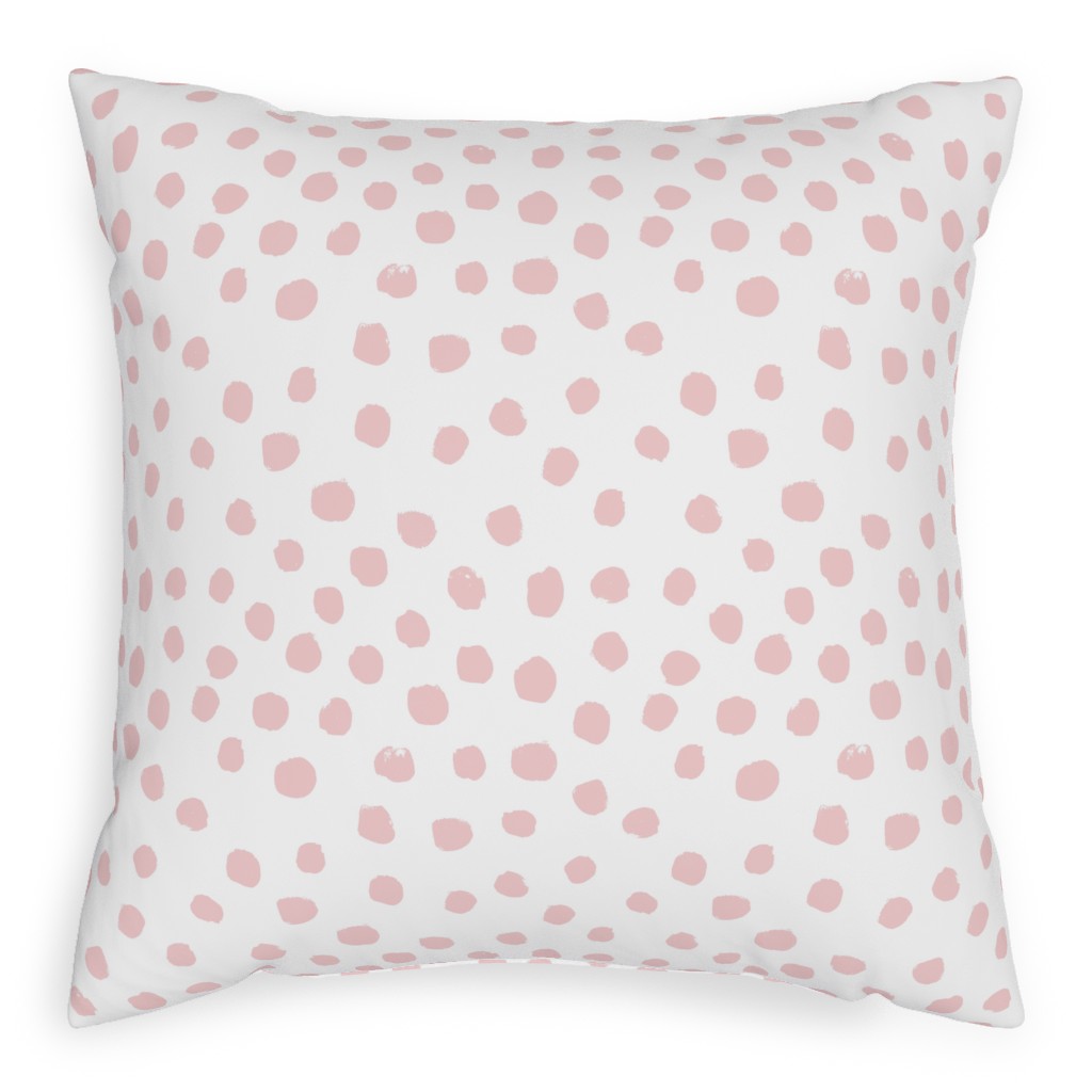 Soft Painted Dots Pillow, Woven, White, 20x20, Double Sided, Pink