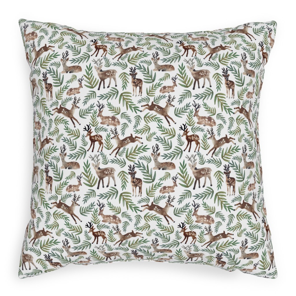 Loved Dearly - Green and Brown Pillow, Woven, White, 20x20, Double Sided, Green, Classic Green