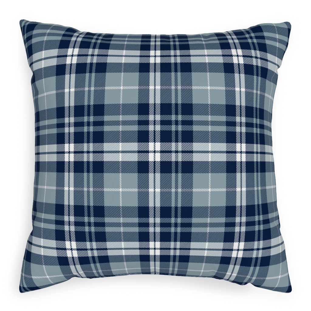 Fall Plaid Pillow, Woven, White, 20x20, Double Sided, Blue, blue
