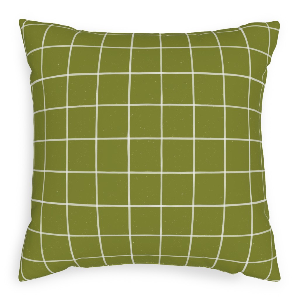 Watercolor Windowpane - Green Pillow, Woven, White, 20x20, Double Sided, Green