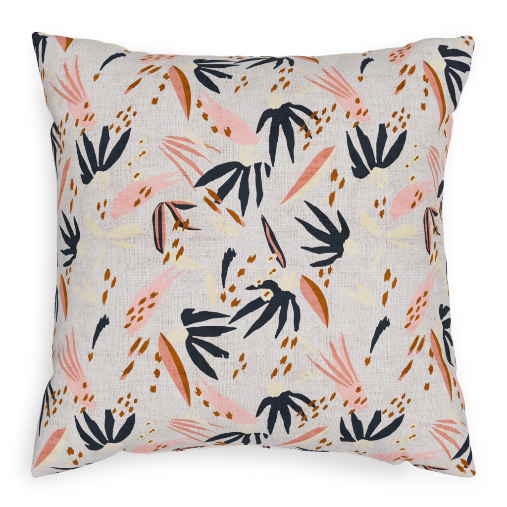 French Linen Floral - Pink Pillow, Woven, White, 20x20, Double Sided, Pink