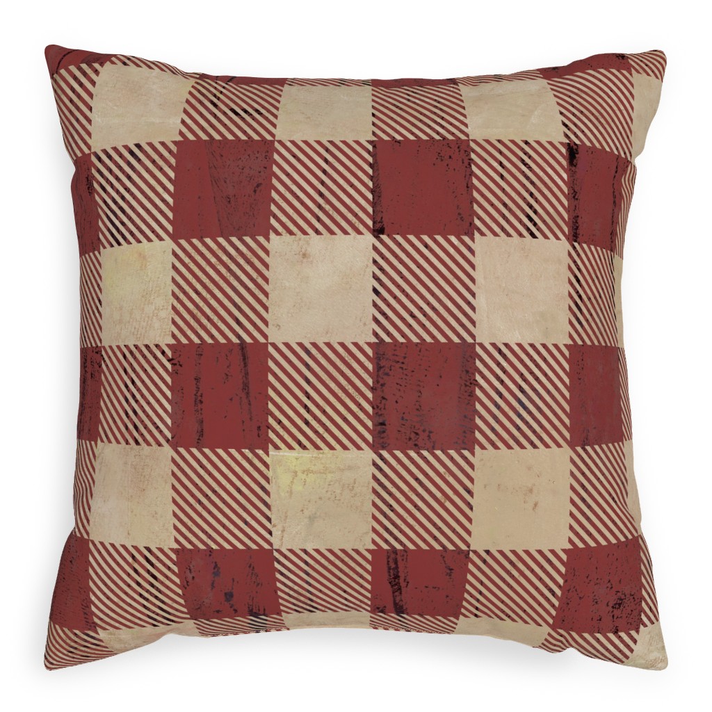 Rustic Buffalo Plaid - Red Pillow, Woven, White, 20x20, Double Sided, Red