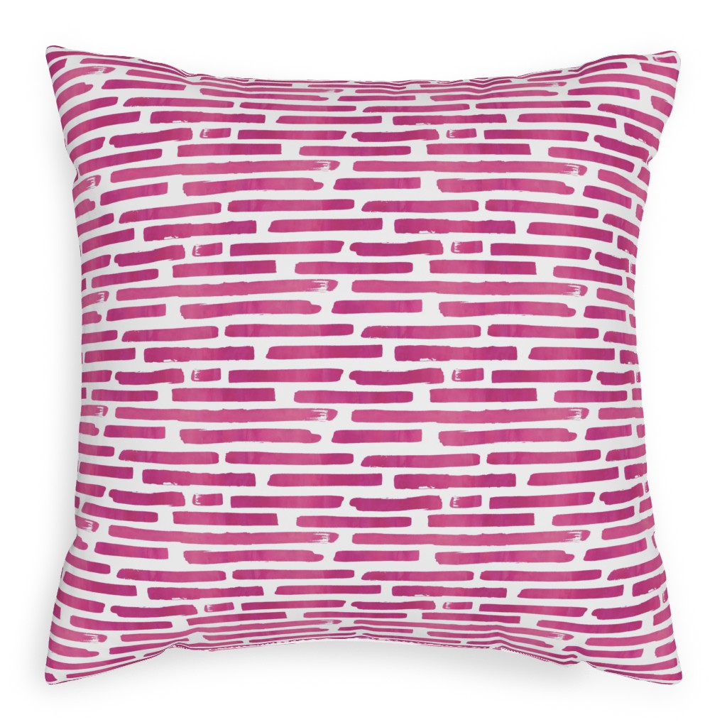 Watercolor Stripes - Berry Pillow, Woven, White, 20x20, Double Sided, Purple, Purple