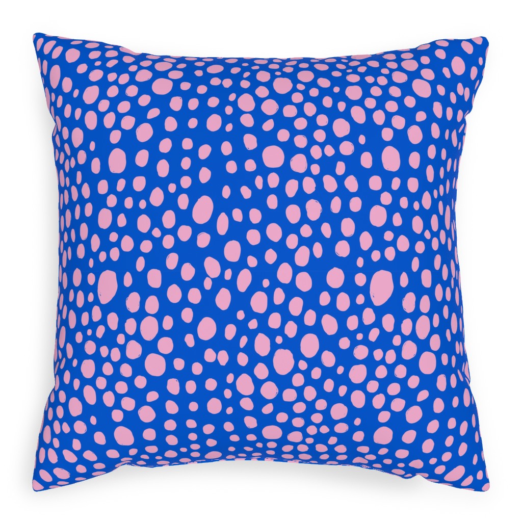 Polka Dot - Blue and Pink Pillow, Woven, White, 20x20, Double Sided, Blue, True Blue