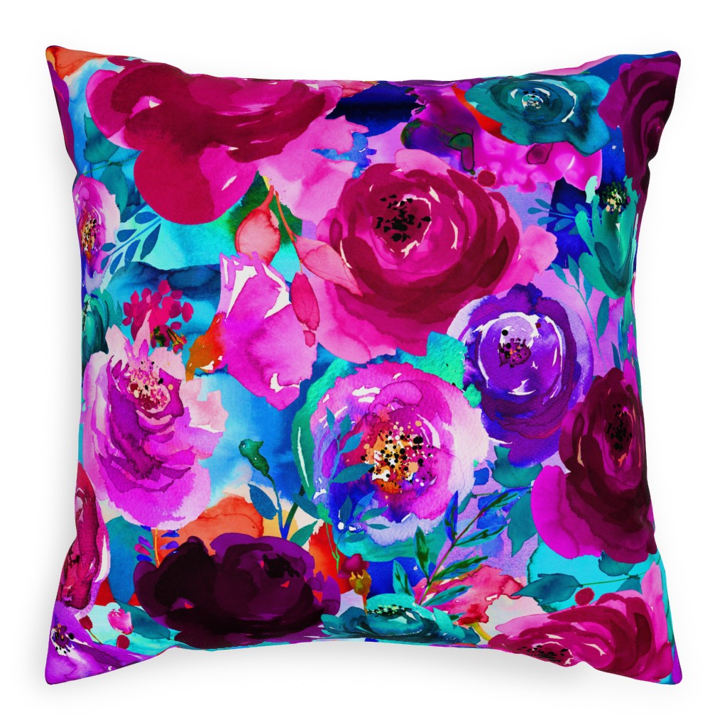 Happily Ever After Boho - Aqua Hues Pillow, Woven, White, 20x20, Double Sided, Pink