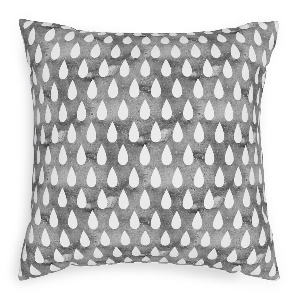 Drops Pillow, Woven, White, 20x20, Double Sided, Gray