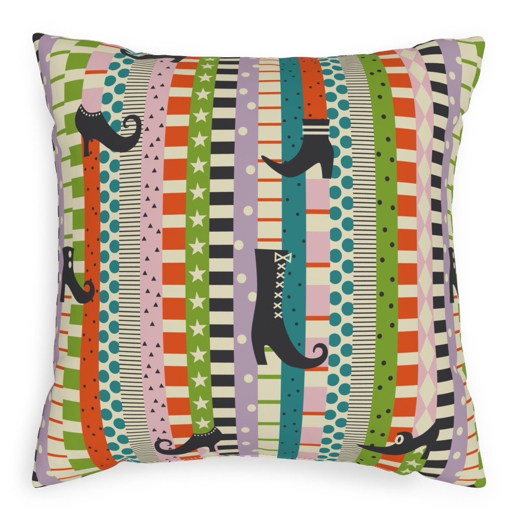 Stocking Feet - Multi Pillow, Woven, White, 20x20, Double Sided, Multicolor