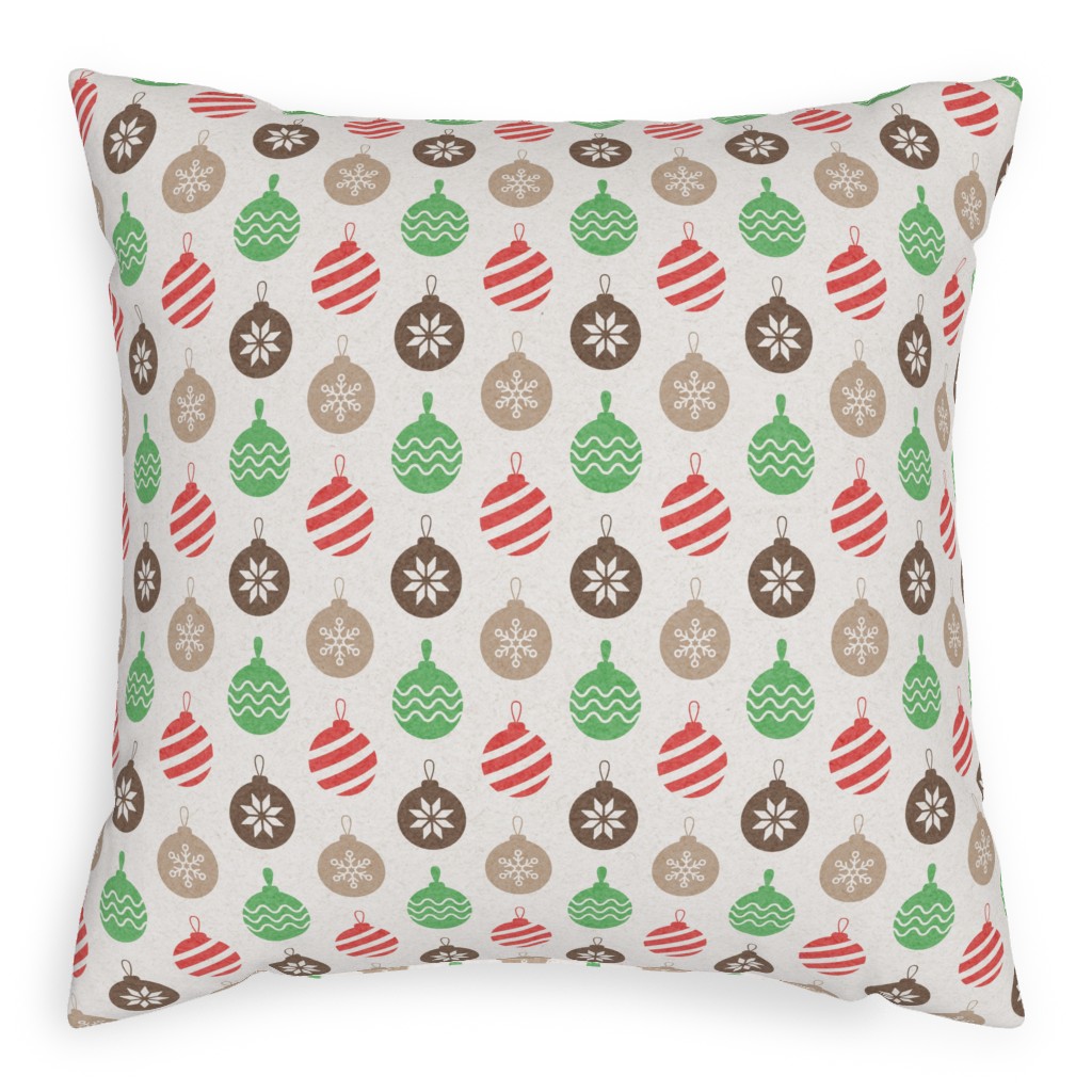 Christmas Ornaments Pillow, Woven, White, 20x20, Double Sided, Multicolor