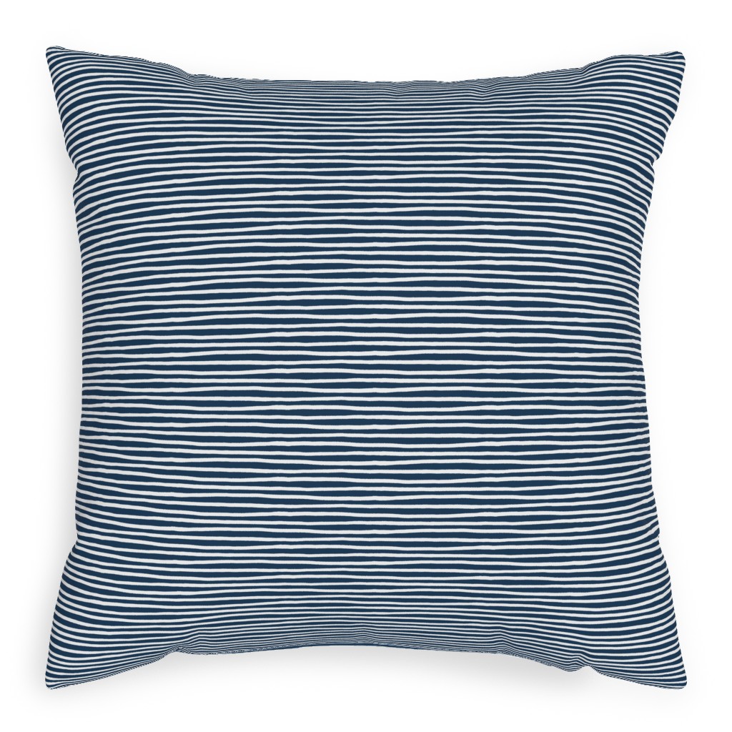 Navy Blue and White Stripes Pillow, Woven, White, 20x20, Double Sided, Blue