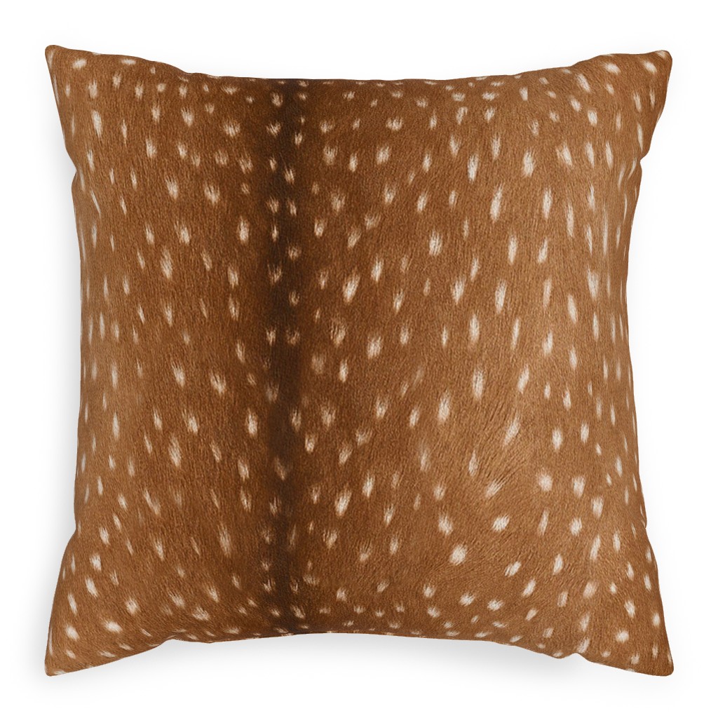 Bright Deer Hide- Brown Pillow, Woven, White, 20x20, Double Sided, Brown