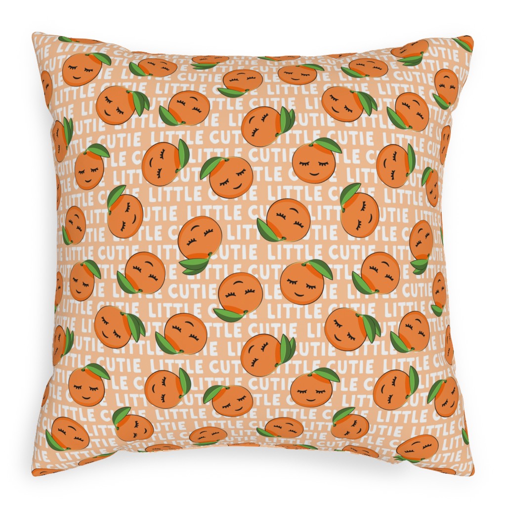 Little Cutie - Happy Oranges - Orange Pillow, Woven, White, 20x20, Double Sided, Orange