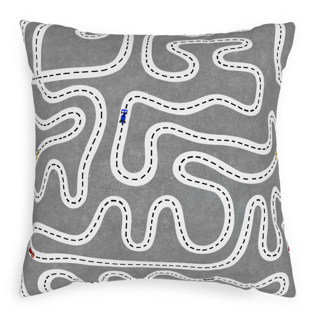 Speed Racers Pillow, Woven, White, 20x20, Double Sided, Gray, Cement