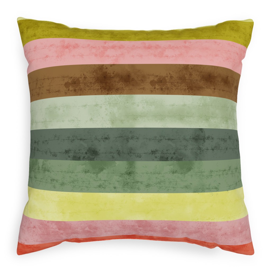 70s Beachy Stripes - Multi Pillow, Woven, White, 20x20, Double Sided, Multicolor