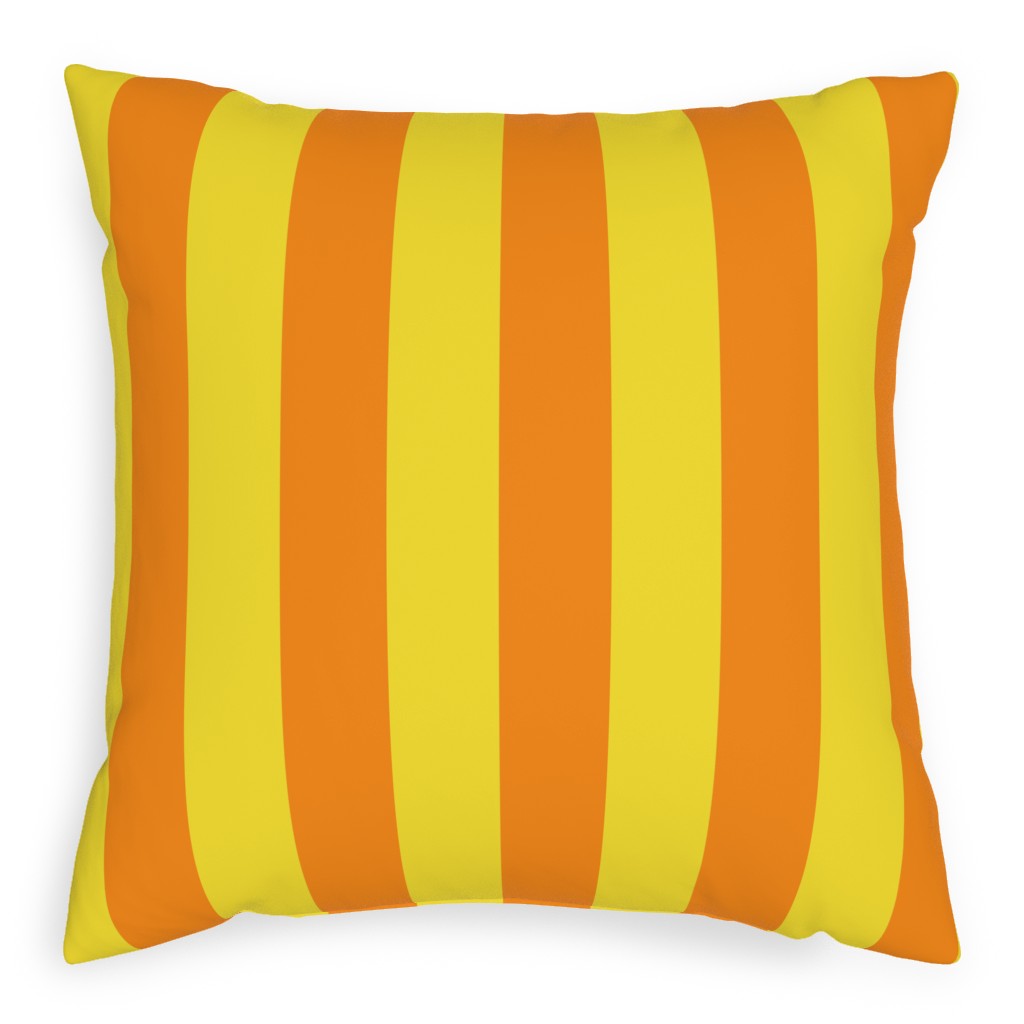 Vertical Stripes Pillow, Woven, White, 20x20, Double Sided, Orange
