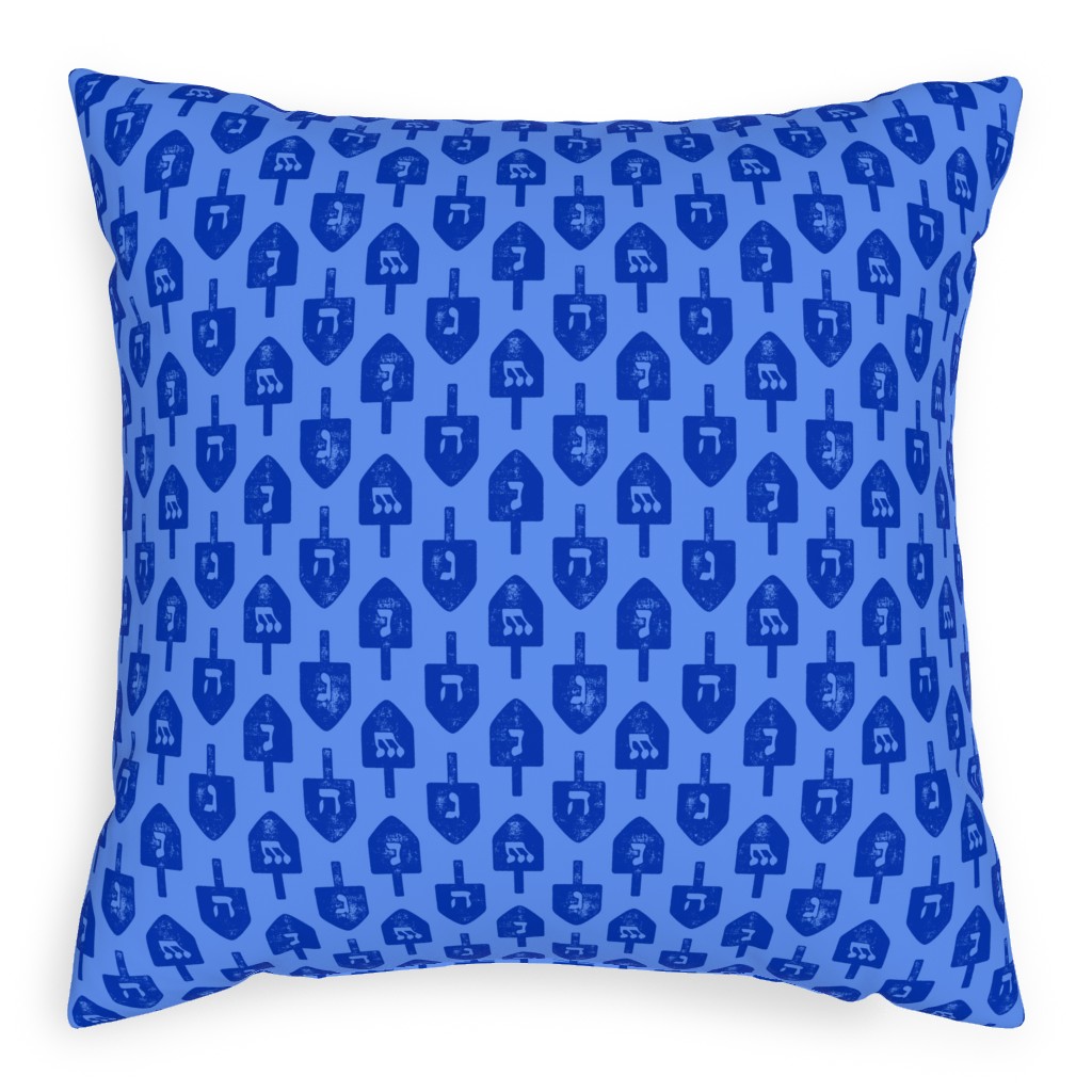 Dreidel - Blue Pillow, Woven, White, 20x20, Double Sided, Blue