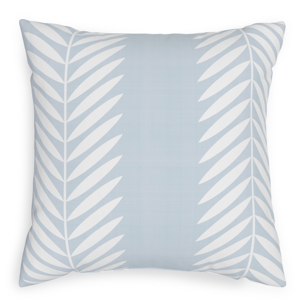 Laurel Leaf Stripe - Light Blue Pillow, Woven, White, 20x20, Double Sided, Blue