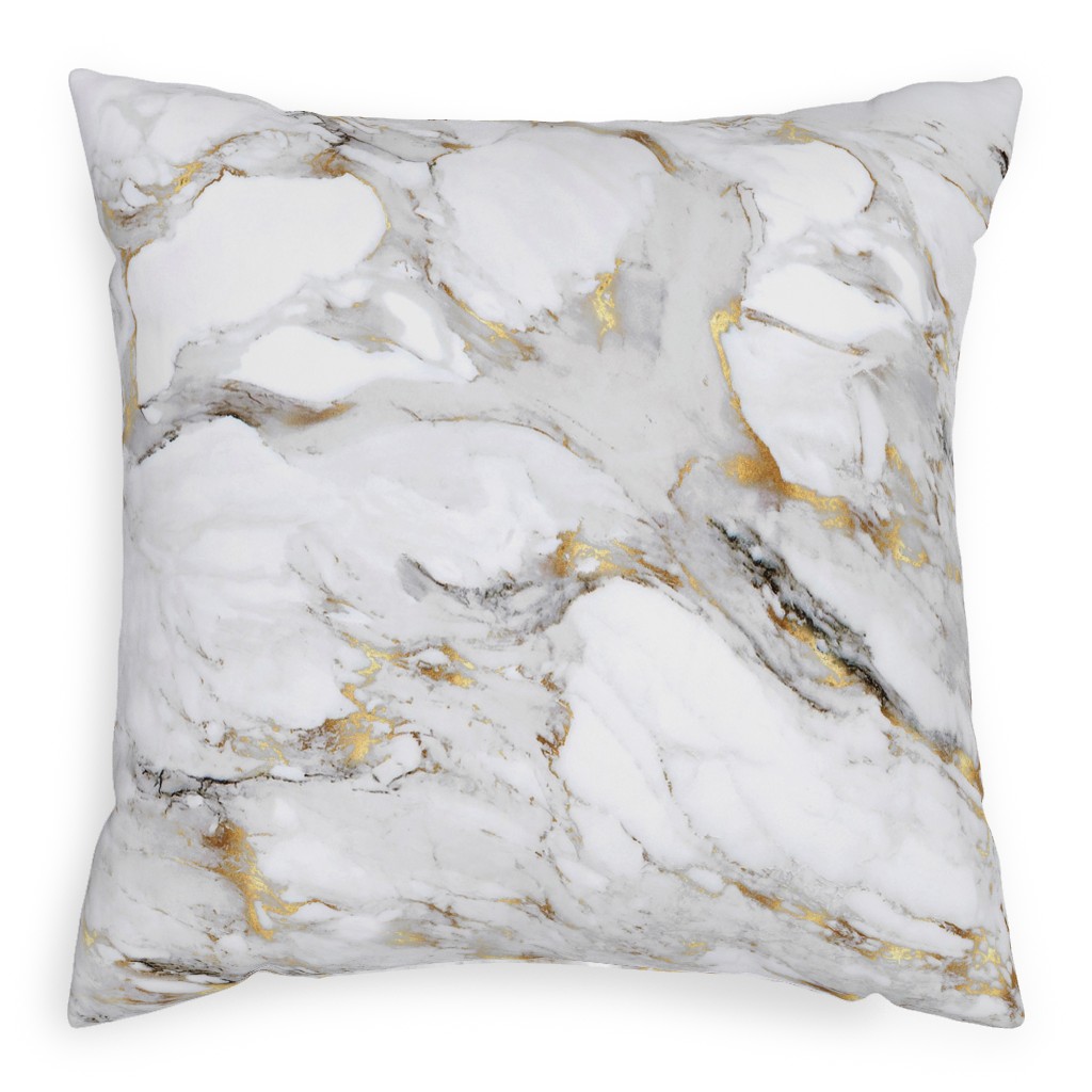 Gilded Marble - Gray Pillow, Woven, White, 20x20, Double Sided, Gray