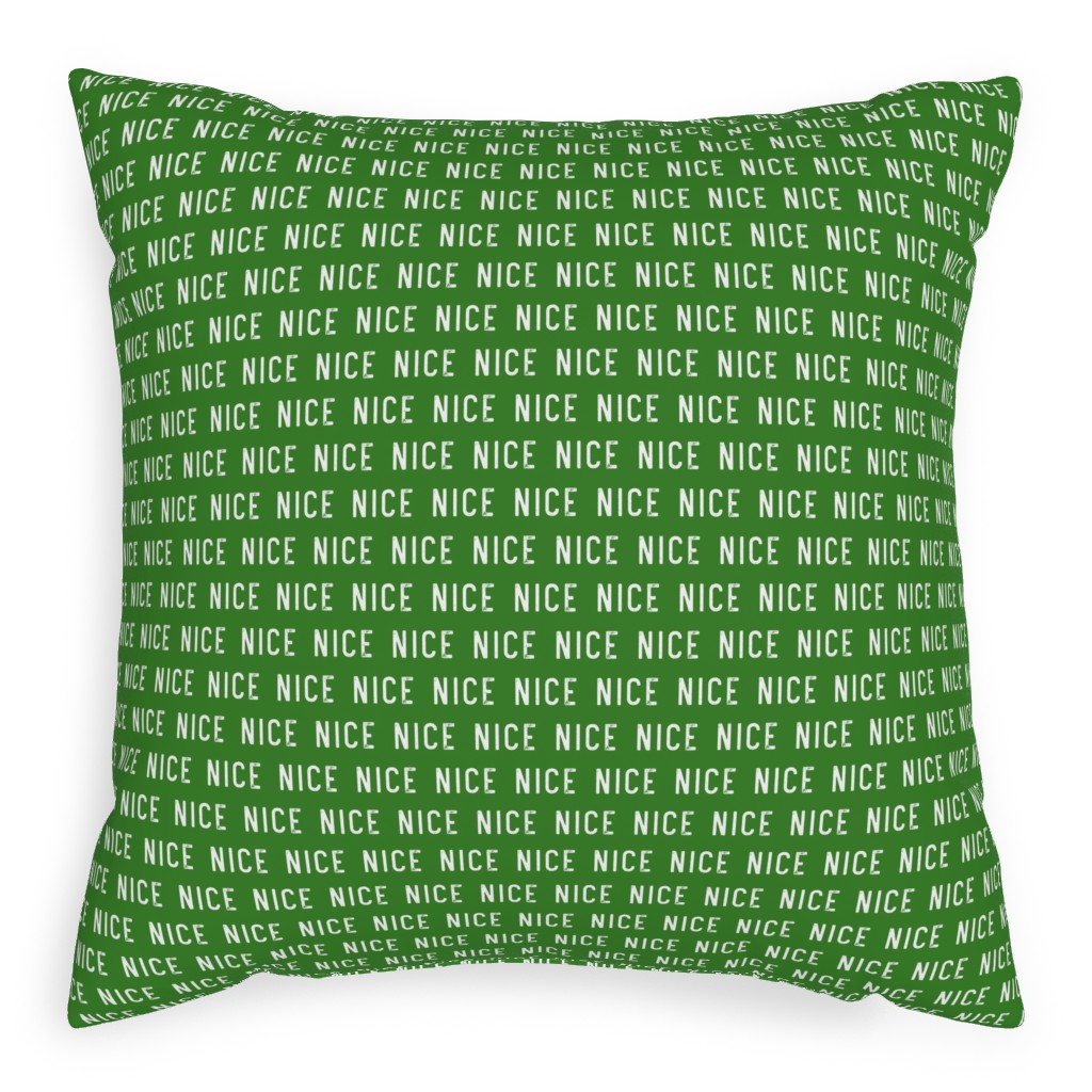 Nice - Green Pillow, Woven, White, 20x20, Double Sided, Green