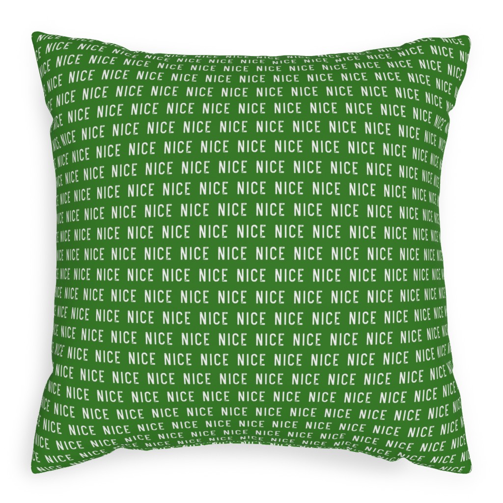 Nice - Green Pillow, Woven, White, 20x20, Double Sided, Green, Classic Green