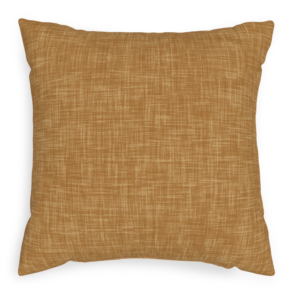 Vintage Linen Pillow, Woven, White, 20x20, Double Sided, Brown, Nutmeg