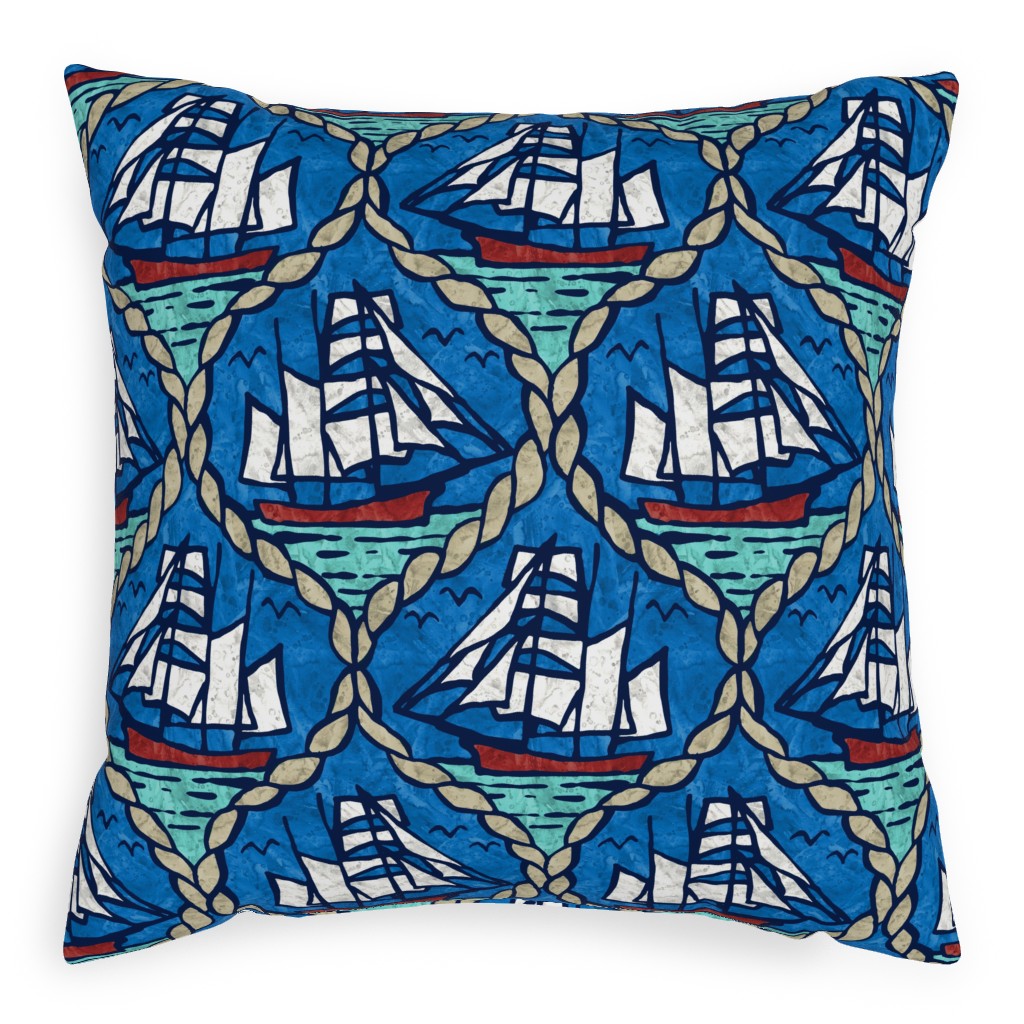 Maritime Pillow, Woven, White, 20x20, Double Sided, Blue, True Blue