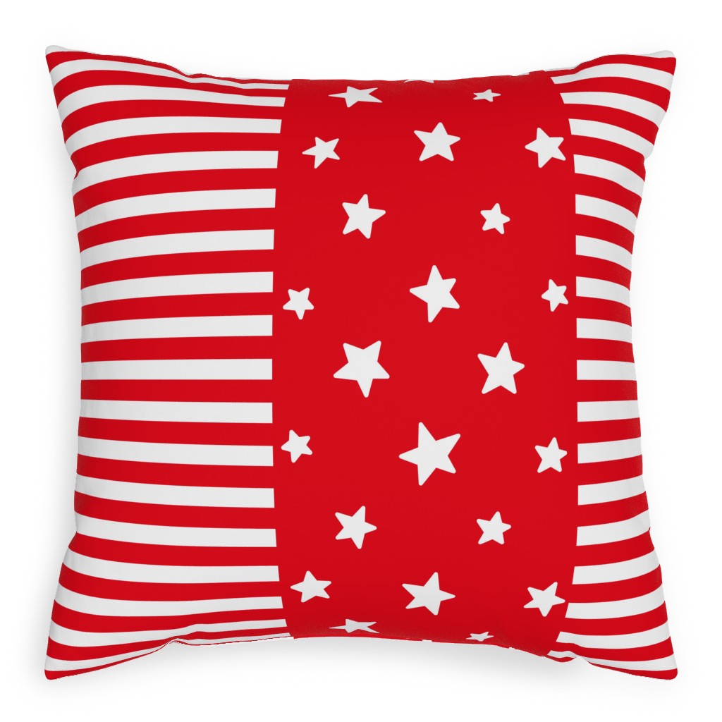 Stars and Stripes - Red and White Pillow, Woven, White, 20x20, Double Sided, Red