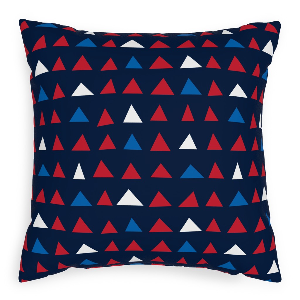 Triangles - Red White and Blue Pillow, Woven, White, 20x20, Double Sided, Blue