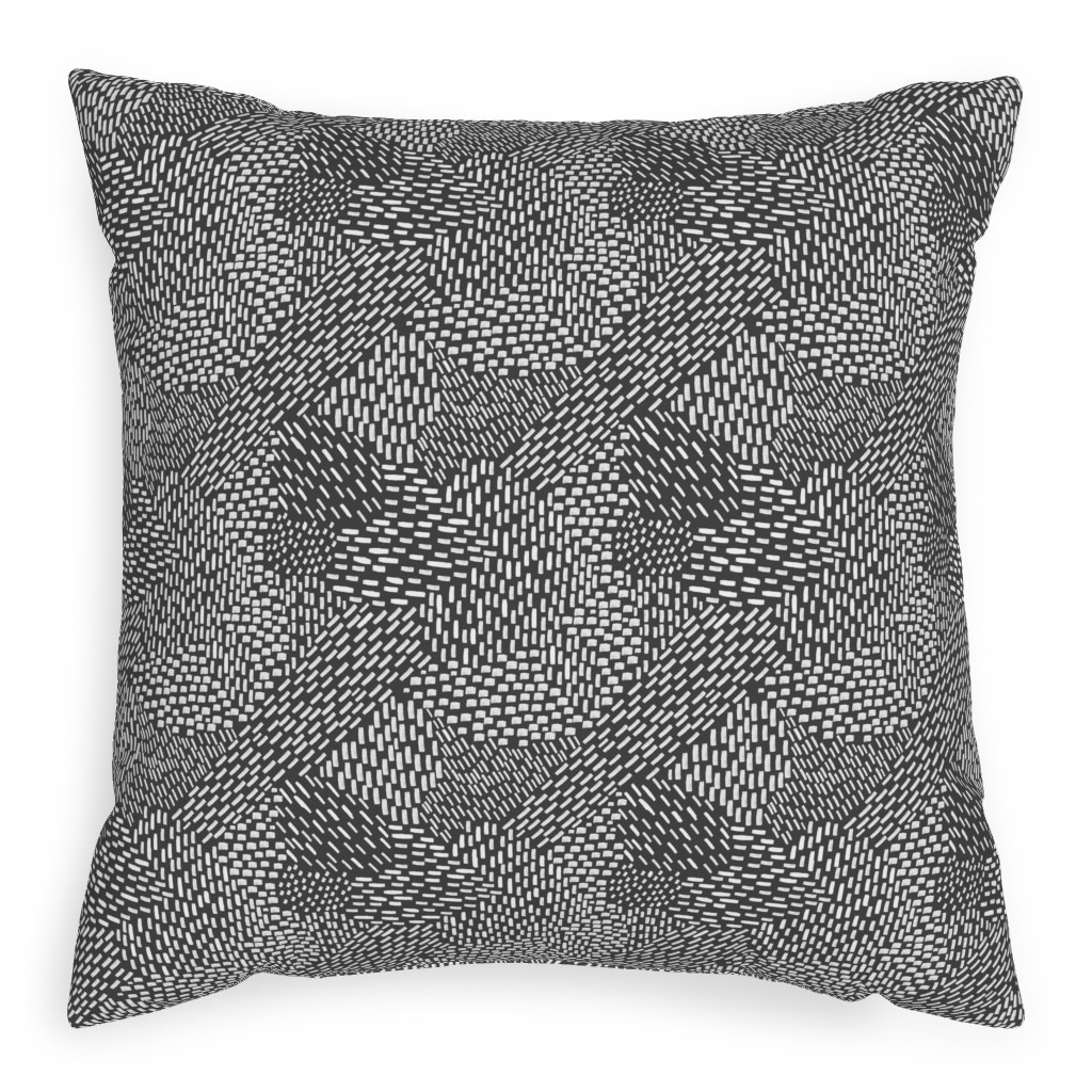 Abstract Brushstrokes Pillow, Woven, White, 20x20, Double Sided, Black