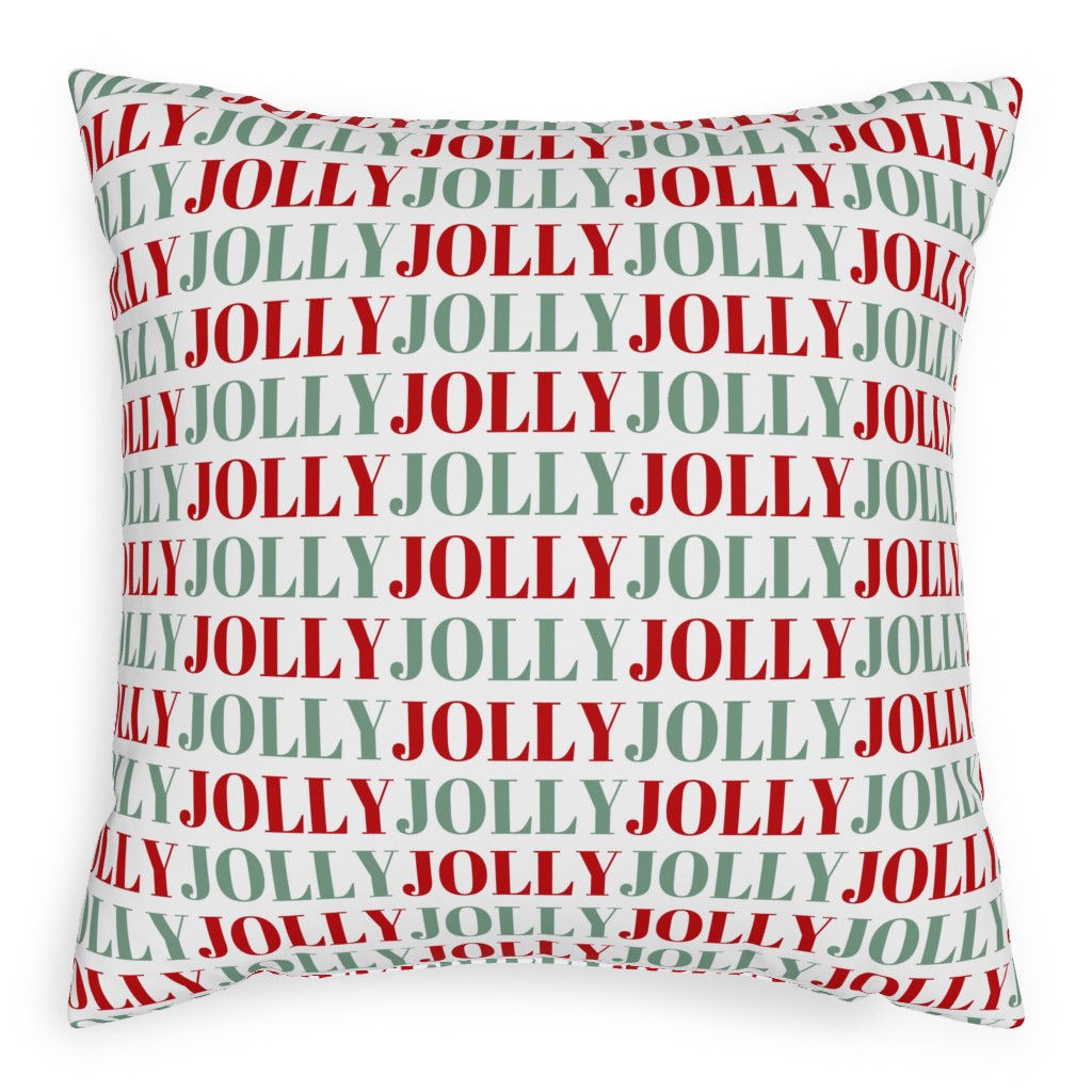 Jolly Print - Red and Green Pillow, Woven, White, 20x20, Double Sided, Red