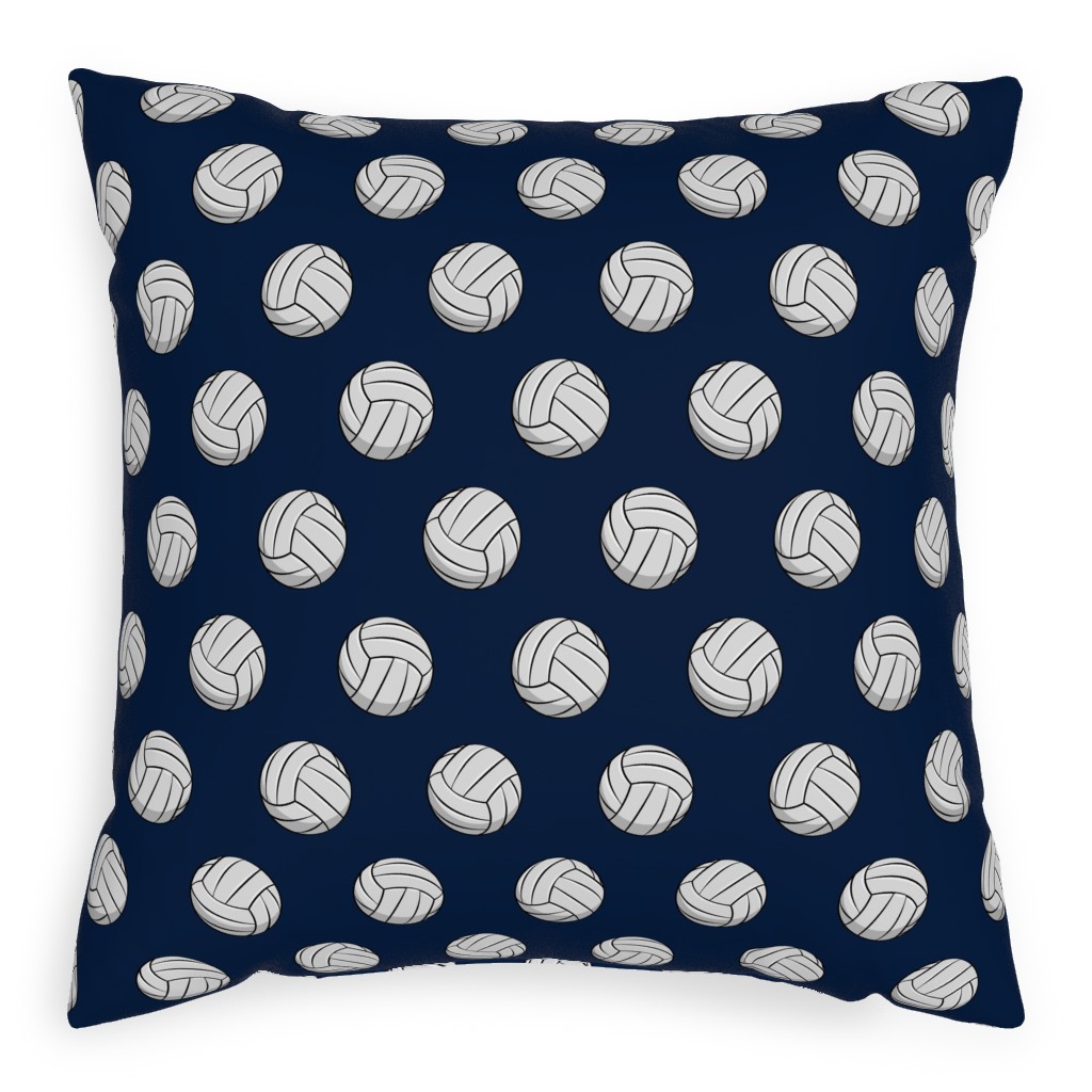 Volleyball - Blue Pillow, Woven, White, 20x20, Double Sided, Blue