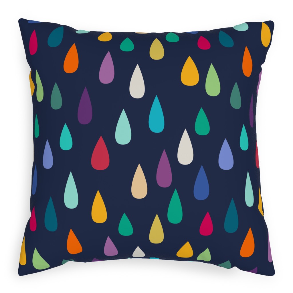 Jewelled Raindrops - Multi Pillow, Woven, White, 20x20, Double Sided, Multicolor