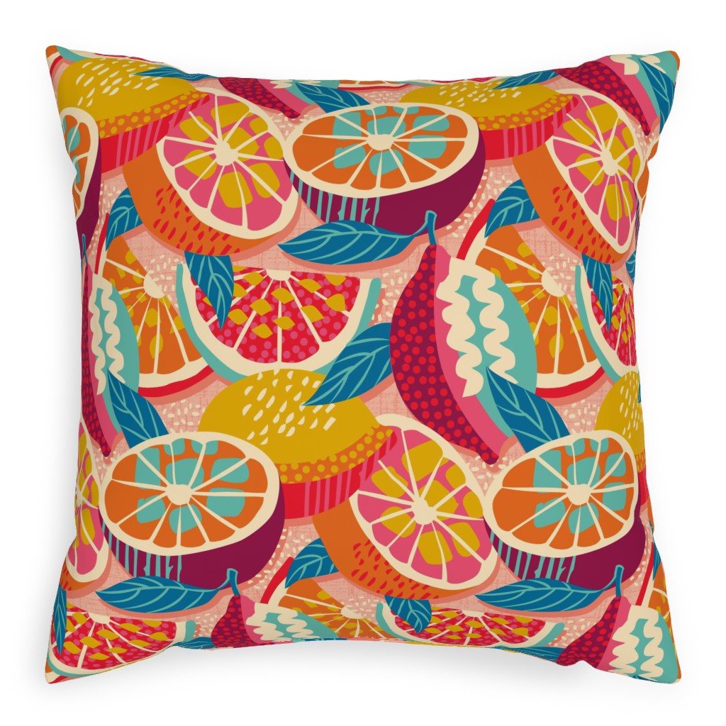 Squeeze the Day - Bold Pillow, Woven, White, 20x20, Double Sided, Orange