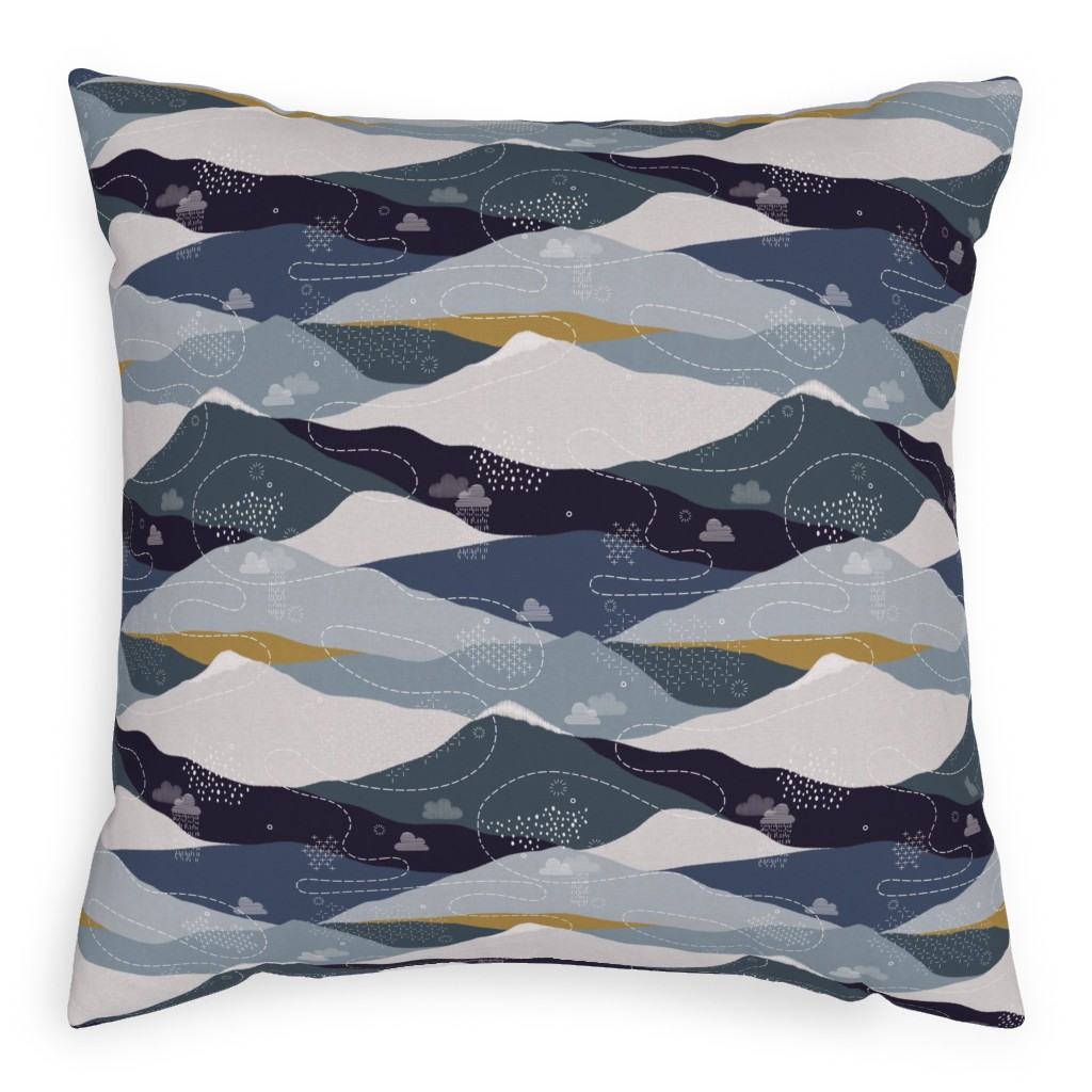 Ever Blue Mountains - Multi Pillow, Woven, White, 20x20, Double Sided, Blue, True Blue