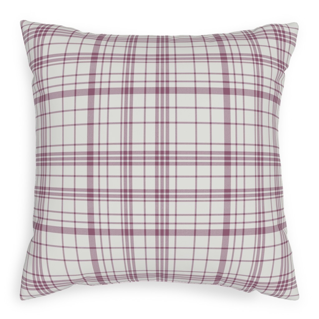 Tartan Check Pillow, Woven, White, 20x20, Double Sided, Purple, Pomegranate
