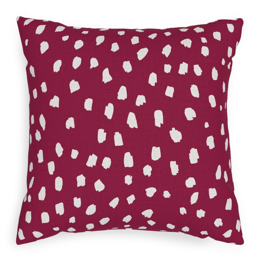 Painterly White Marks Pillow, Woven, White, 20x20, Double Sided, Red