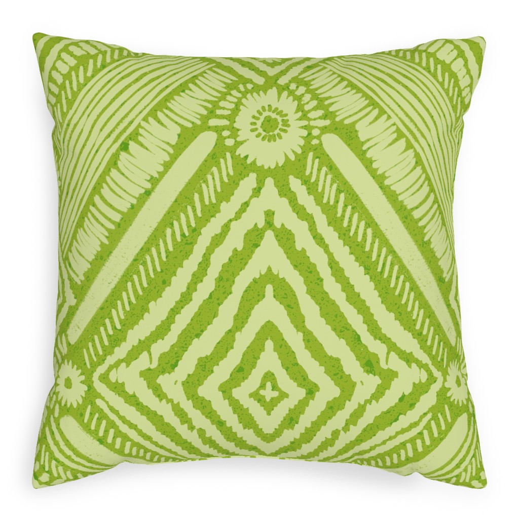 Textural Diamonds - Green Pillow, Woven, White, 20x20, Double Sided, Green