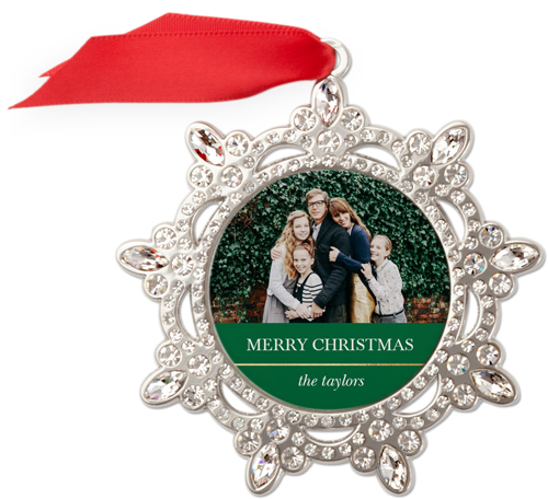 Classic Colorblock Jeweled Ornament, None, Green, Snowflake