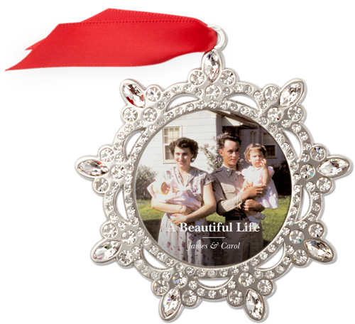 Beautiful Life Jeweled Ornament, None, White, Snowflake