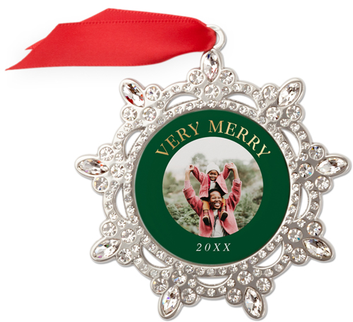 Very Merry Jeweled Ornament, None, Green, Snowflake Ornament