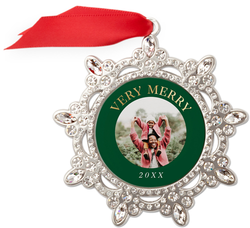 Very Merry Jeweled Ornament, None, Green, Snowflake