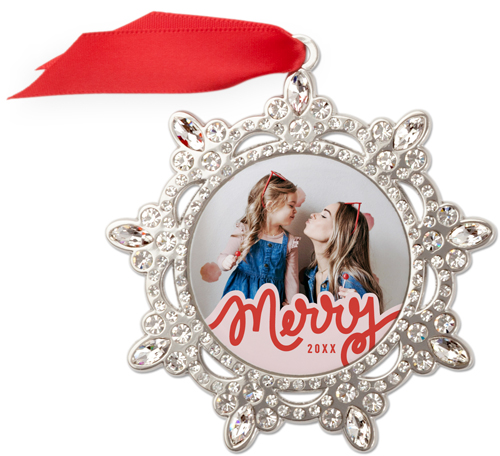 Cherry Merry Jeweled Ornament, None, Red, Snowflake, firecracker