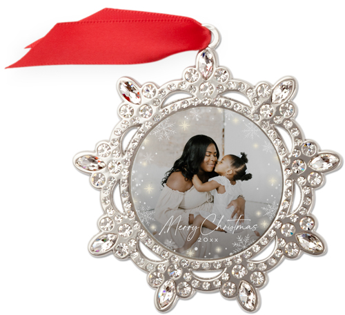 Starry Snowflakes Jeweled Ornament, None, White, Snowflake, white