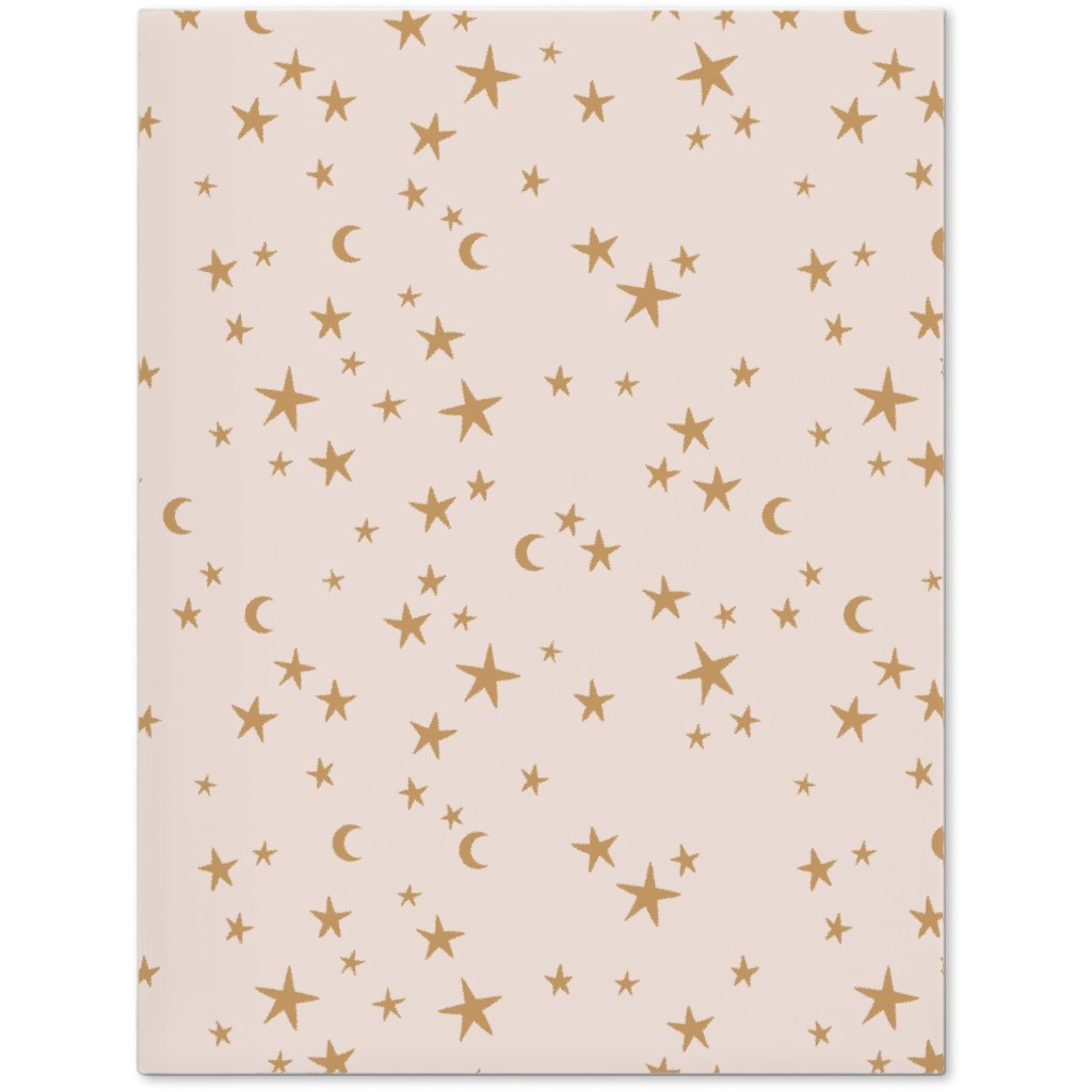 Stars & Moon - Starry Night Universe - Beige and Brown Journal, Pink, Bright Pink