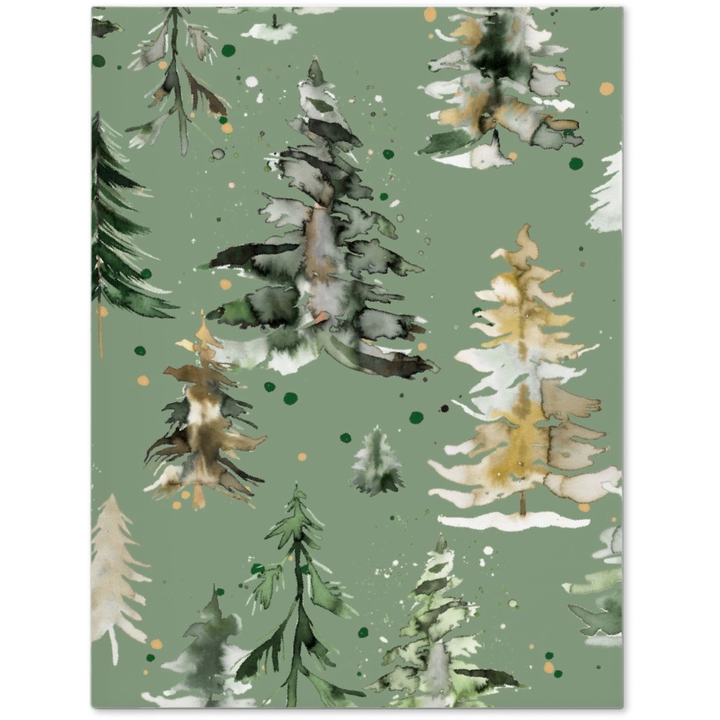 Watercolor Pines and Spruces Christmas - Green Journal, Green