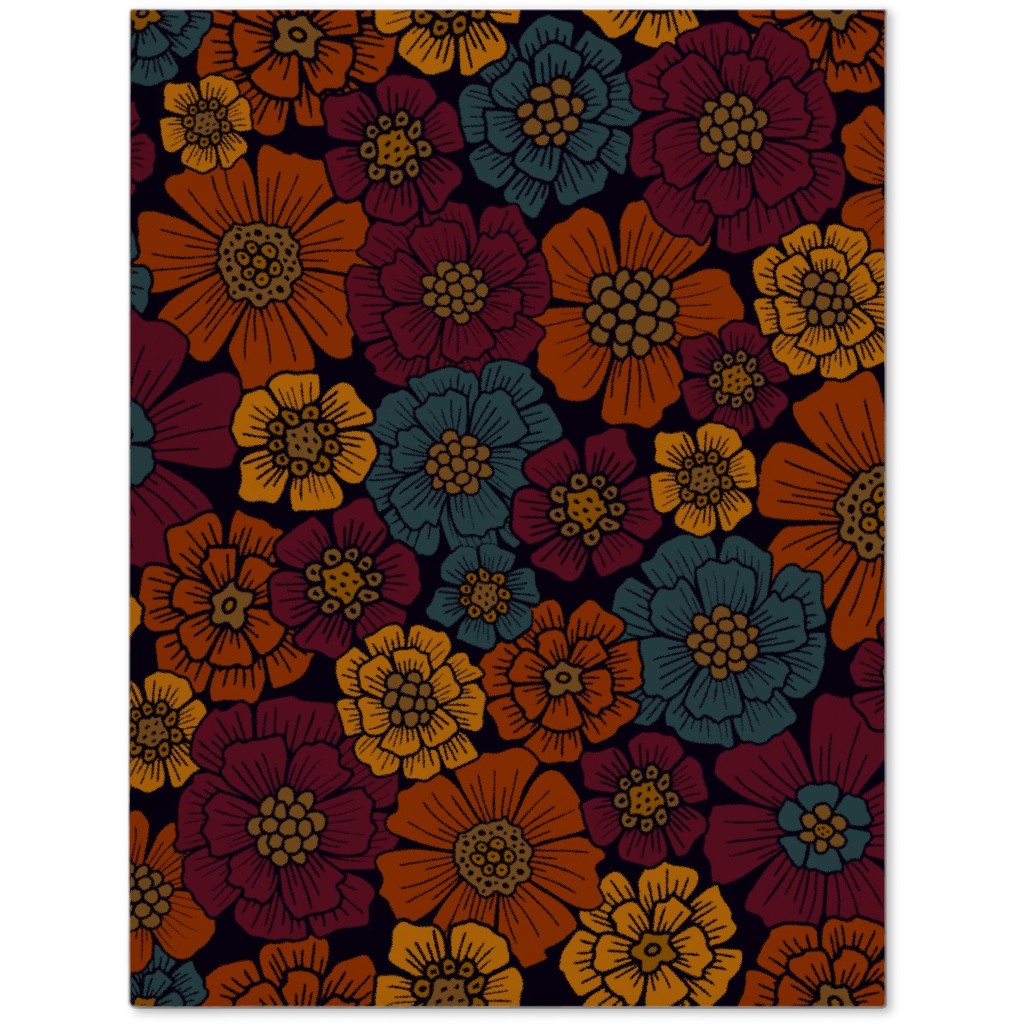 Burgundy, Rust, Mustard & Teal Floral Journal, Red, Red