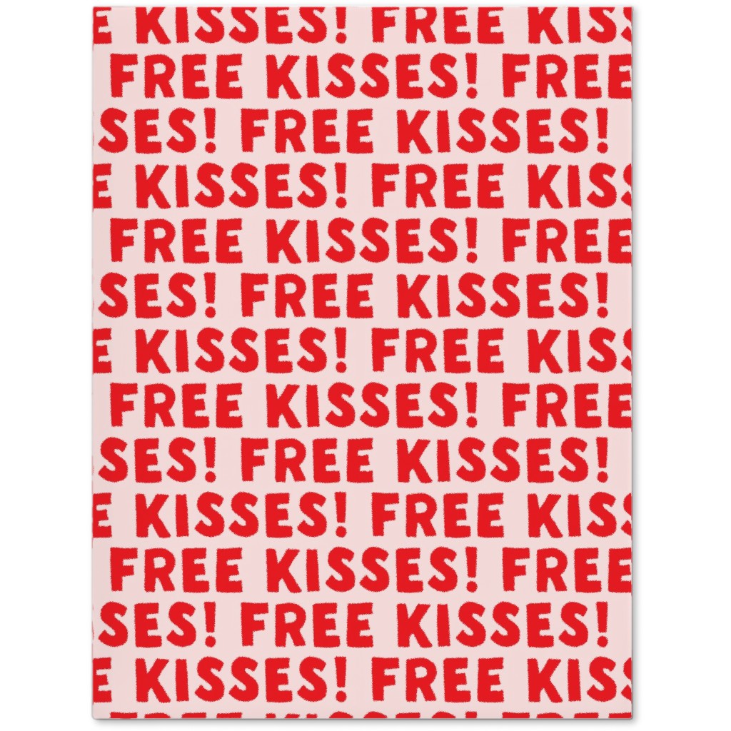 Free Kisses! - Red on Pink Journal, Red, Red