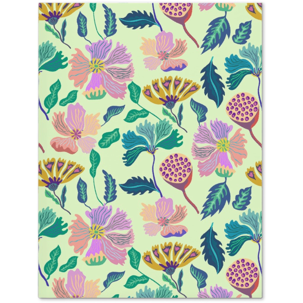 Indian Florals - Light Green Journal, Multicolor