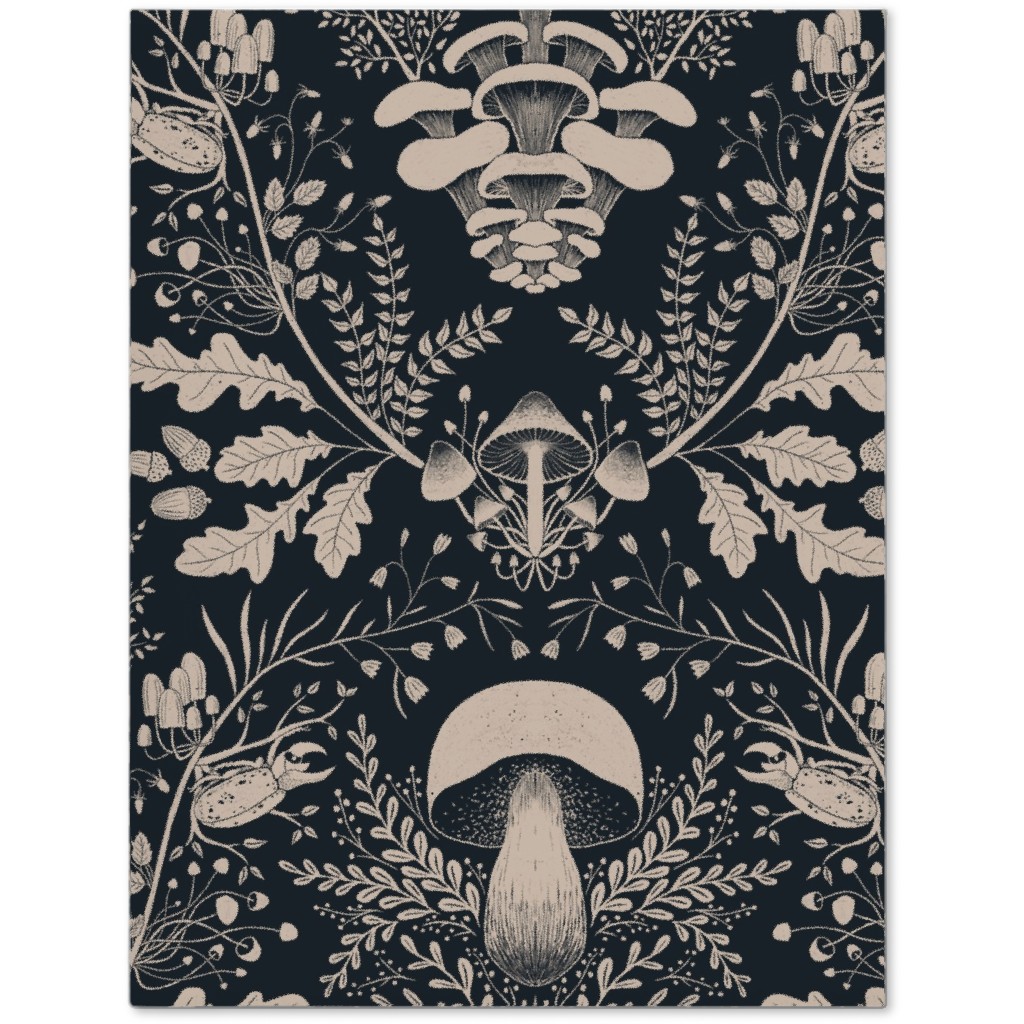 Mushroom Forest Damask - Dark Journal, Black, Black