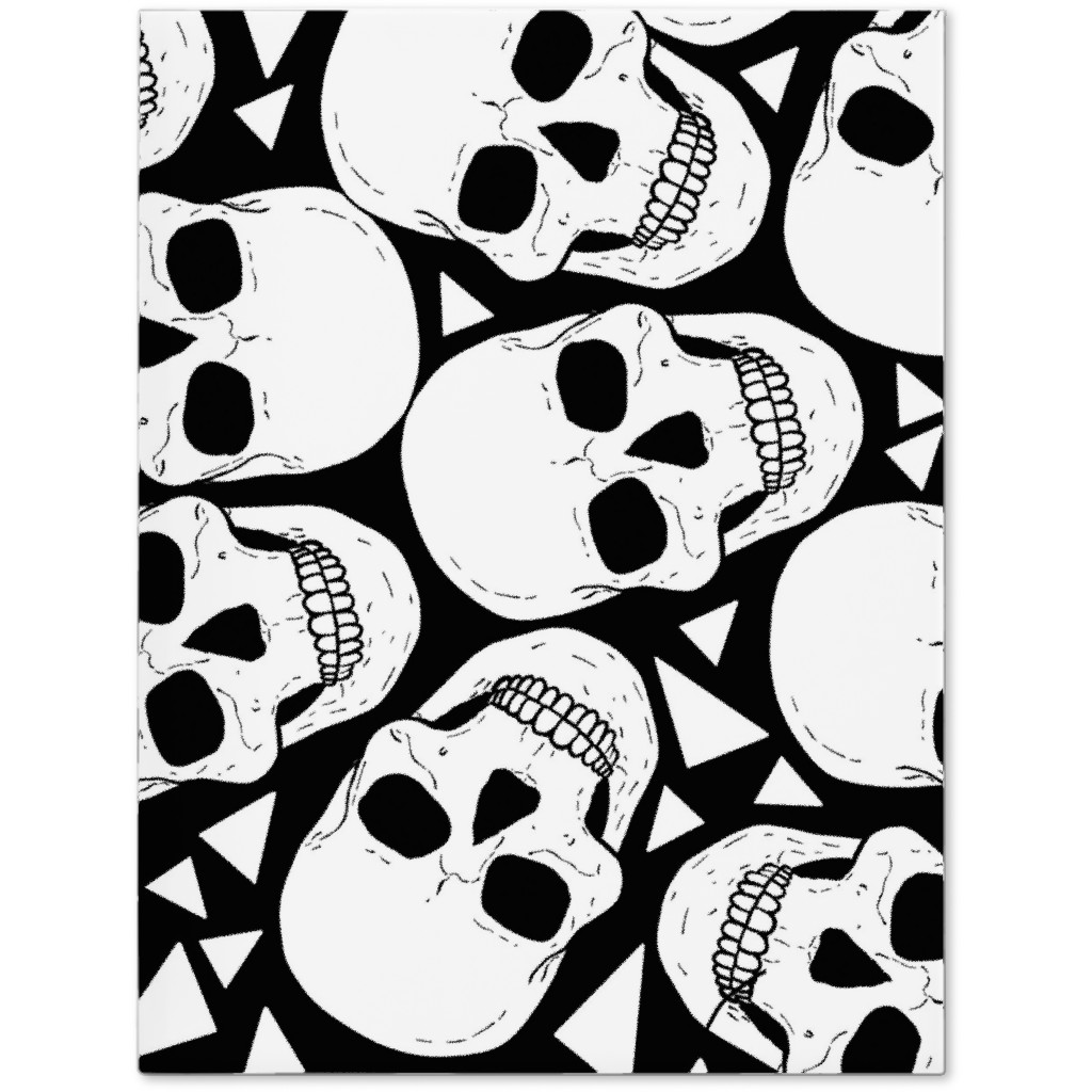 Skulls With Triangles - Black and White Journal, White