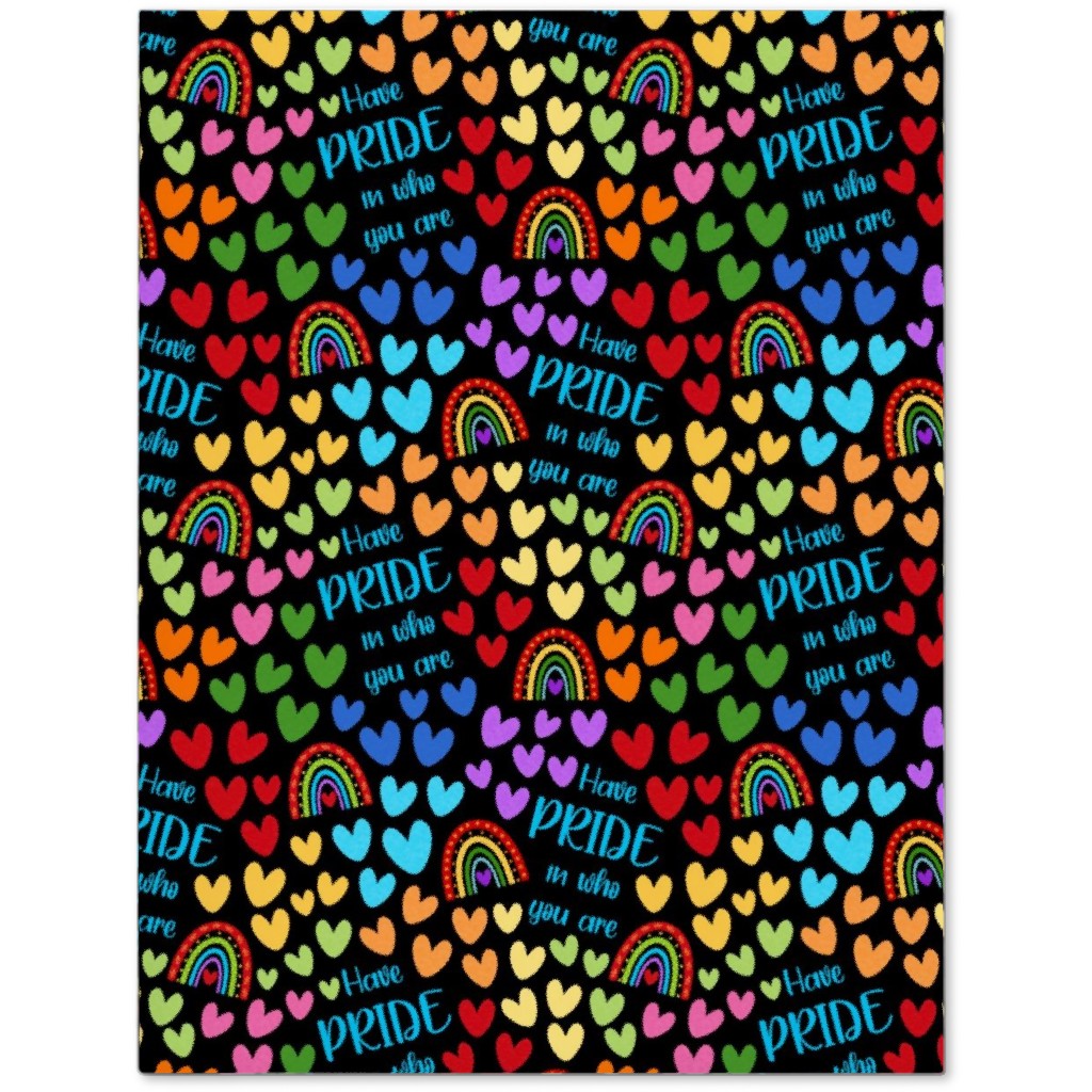 Have Pride in Who You Are Rainbows and Hearts Journal, Multicolor, Black
